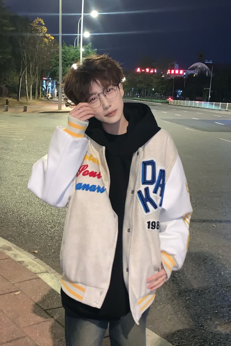 网图植绒刺绣棒球服皮袖夹克外套男女春秋新款宽松上衣NA501特P65,男装夹克,星座1007（原301D）