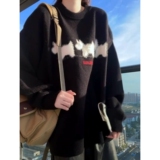 网图黑色圆领毛衣男美式宽松毛衣貂毛上衣YM463-特P50，男装针织衫/毛衣，星座1007（原301D）