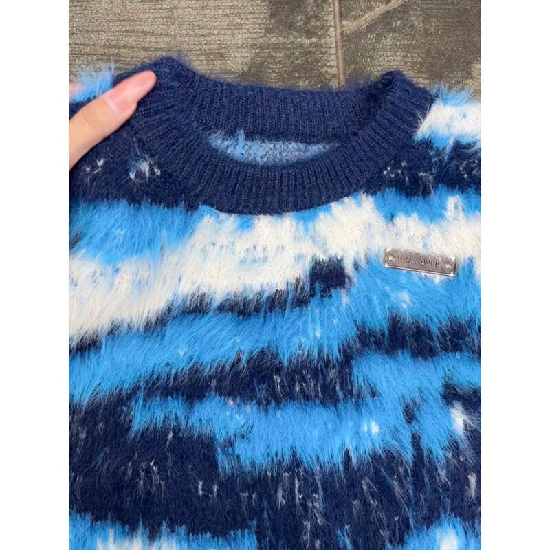 网图蓝色马海毛圣诞毛衣男秋冬高级感撞色针织衫M358-特P65,男装针织衫/毛衣,星座1007（原301D）