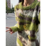 网图绿色马海毛圣诞毛衣男秋冬高级感撞色针织衫M358-特P65，男装针织衫/毛衣，星座1007（原301D）