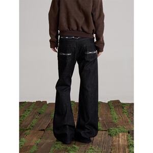 网图美式水洗弯刀刺绣牛仔裤男女宽松阔腿拖地长裤BA6079-特P48，男装牛仔裤，星座1007（原301D）