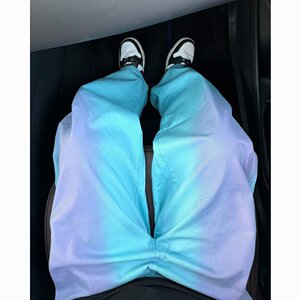 美式复古天蓝色彩虹喷漆牛仔裤男NZ33 -特P52图片
