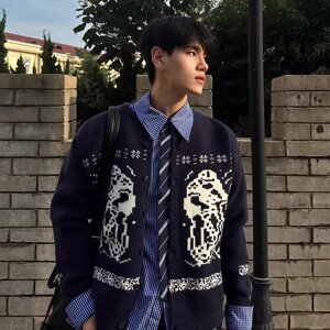 网图费尔岛复古提花开衫毛衣男女款宽松外穿针织衫MY5245-特P58图片