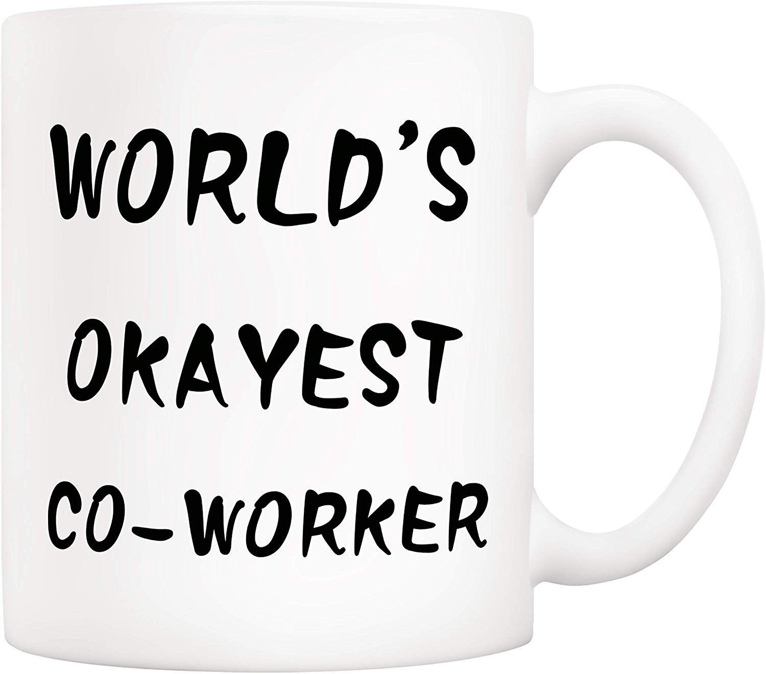 ins网红world's okayest co-worker创意礼物牛奶茶水马克陶瓷杯