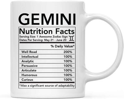 ins网红双子座礼物Gemini Nutritional Facts牛奶茶水马克陶瓷杯