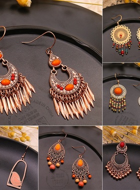 Earrings Earings Women Long hoop Blue earing Set Gold 耳环