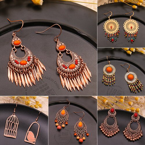 Earrings Earings Women Long hoop Blue earing Set Gold 耳环