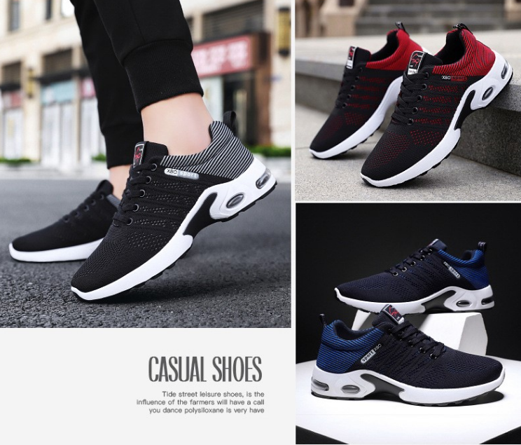 Mens Black Sports Shoes lace-up running casual sneakers men-封面