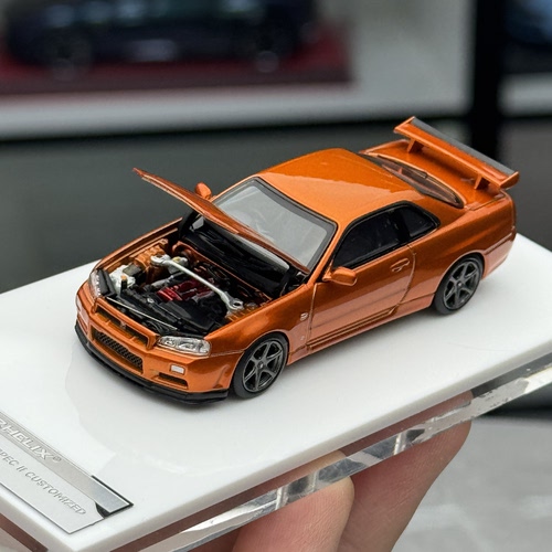 MOTORHELIX 1:64 MH日产GTR R34  机盖可开 合金收藏仿真汽车模型