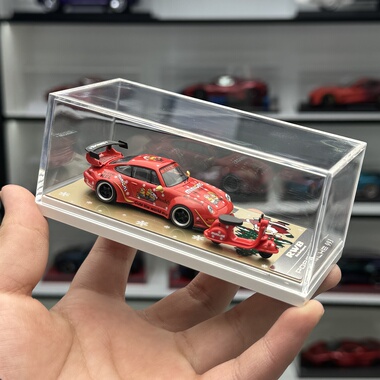 终极玩家 1/64保时捷911/993 圣诞小黄人涂装 附赠小电车汽车模型