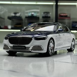 AR 似真 1/18 奔驰迈巴赫S-Clas S680 2021款 蓝白 合金汽车模型