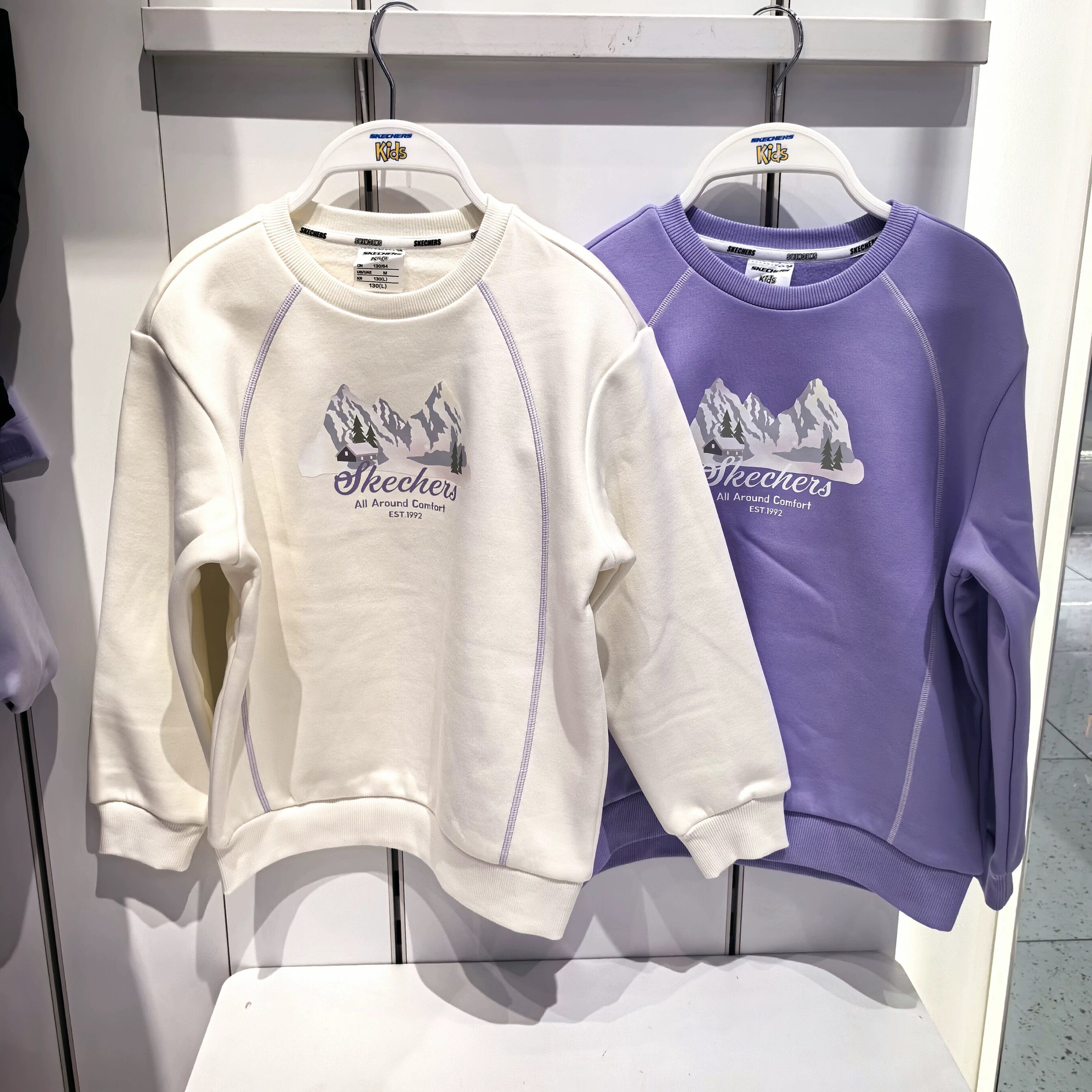 斯凯奇儿童25冬季新款运动户外系列女童加绒圆领套头卫衣P425G035