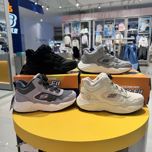 斯凯奇童鞋26冬新款女童中帮加绒保暖休闲运动鞋319227L 405394L