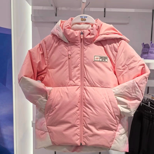 斯凯奇儿童女童中长款羽绒服2024冬季儿童新款梭织外套P424G015