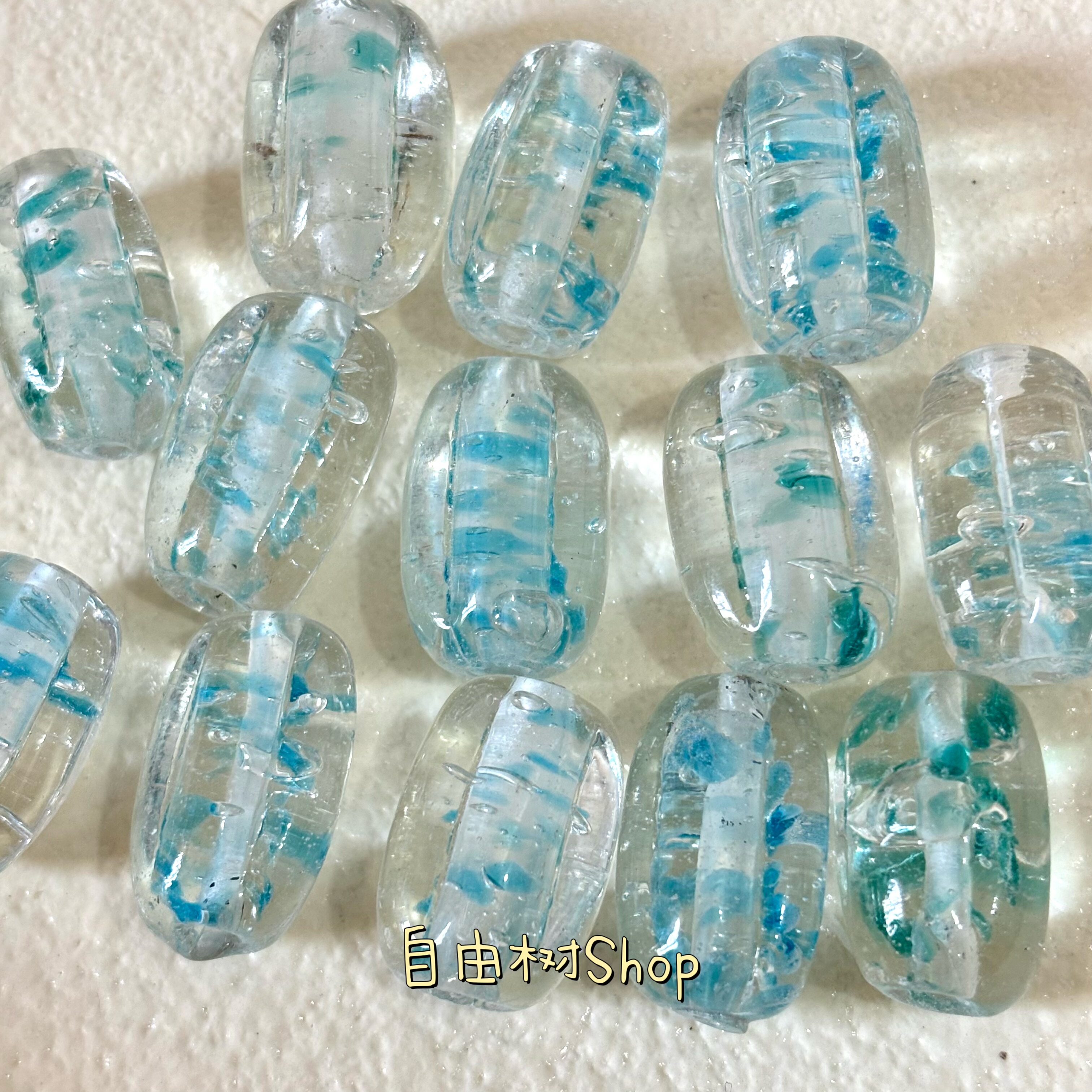 23/14mm飘蓝长瓜尼泊尔进口琉璃异型散珠手链散珠diy配件材料