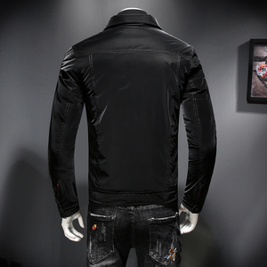 7126 冬季新款潮男个性翻领羽绒服个性徽章刺绣白鸭绒外套 P315图片
