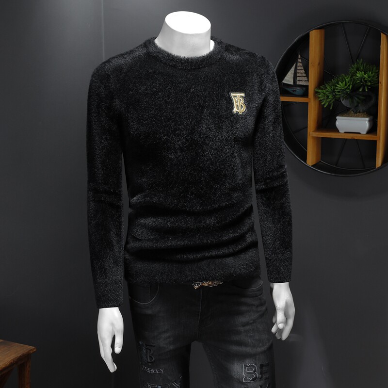 3925冬季新款胸口标刺绣加厚水貂绒保暖毛衣P140控价238,男装针织衫/毛衣,钱塘2010-1
