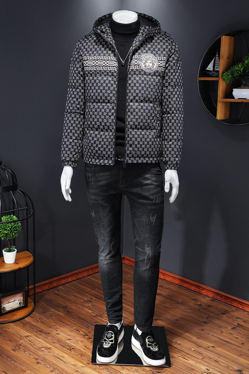 7249冬季连帽外套个性印花保暖白鸭绒羽绒服P310控价428起,男装羽绒服,钱塘2010-1