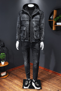 7258 冬季新款迷彩连帽外套保暖白鸭绒羽绒服起图片