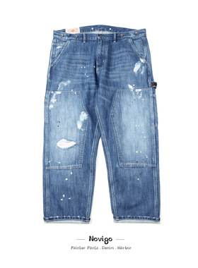NOVIGO HARBOR PAINTER PANTS.DENIM法式工装牛仔泼墨洗水工人裤