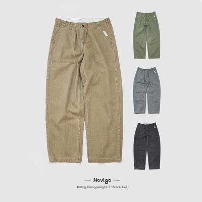 新品旧韵 NOVIGO BAKER PANT 军风宽阔版型长裤 日本仓敷谷染面料