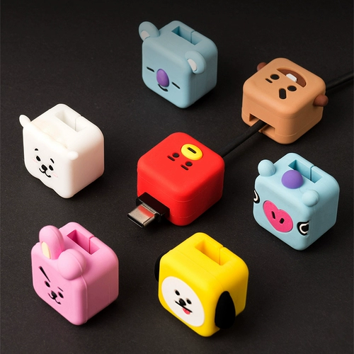 Корейский милый силикон BT21, подходящий для Apple iPhone, Huawei typec, защитный чехол для кабеля для зарядки и передачи данных, головка
