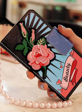 韩国MrH可爱复古iphone7/8plus刺绣苹果X女手机壳6s防摔皮套MAX