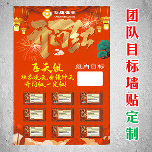 开门红贴墙公司销售业绩墙贴背胶海报新年工作目标卡军令状定做