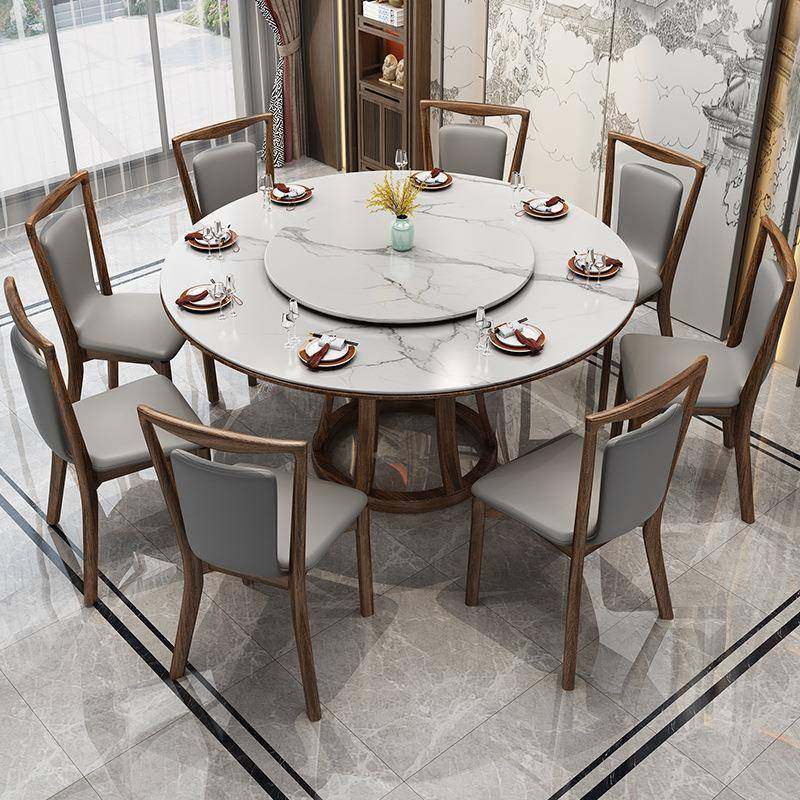 全实木岩板餐桌椅组合高形端简约餐小木户型圆带转盘新中式乌金桌,商业/办公家具,餐桌椅系列,淘宝优惠券,粉丝福利购,淘宝优惠卷