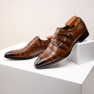 Big size Block shoes, genuine leather shoes for men男压花鞋