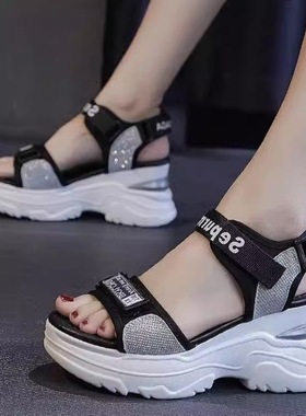 Women's wedge heel thick soled sponge cake sandals女松糕凉鞋