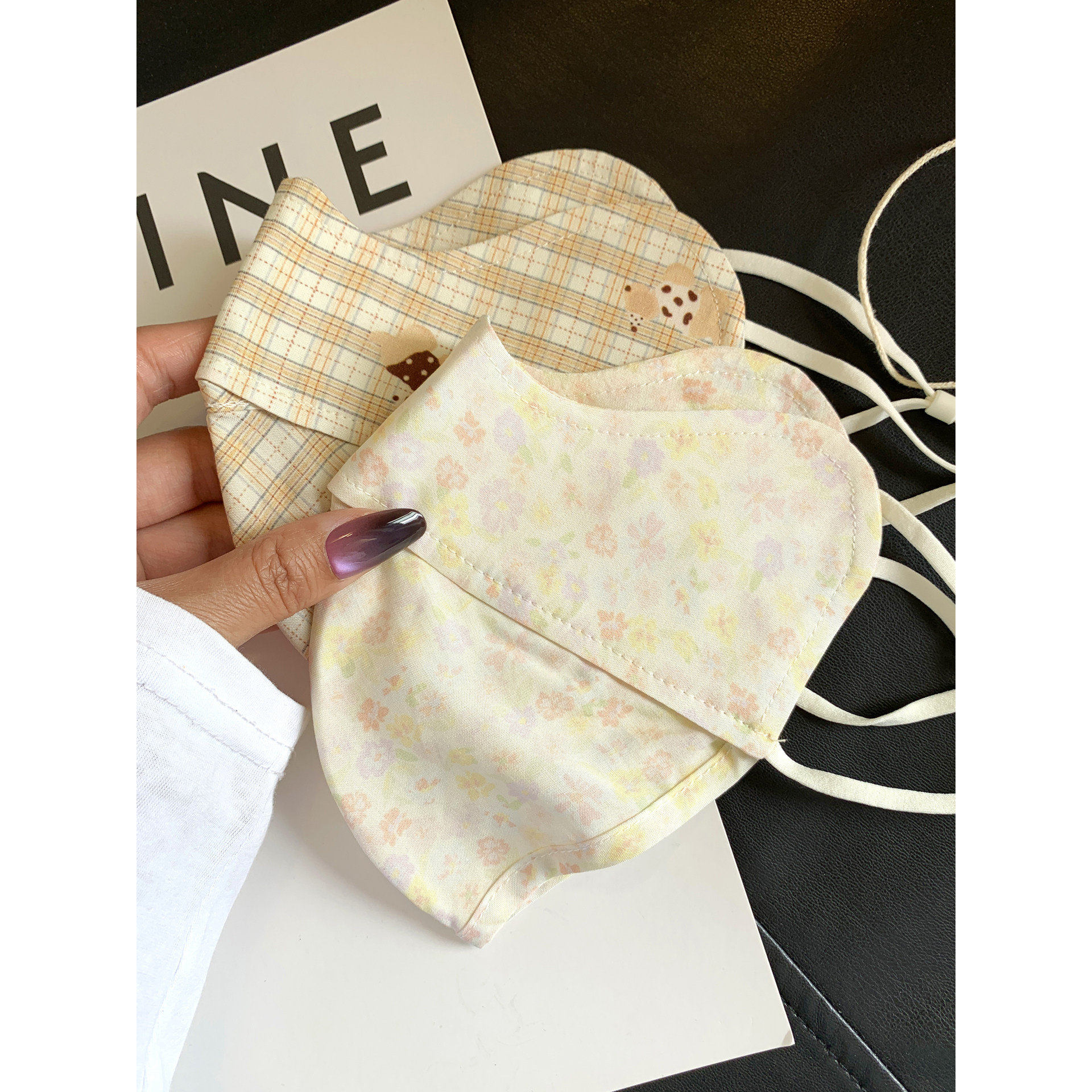 小清新夏季防晒口罩女卡通小狗格子遮阳护眼立体软骨支撑格纹可爱