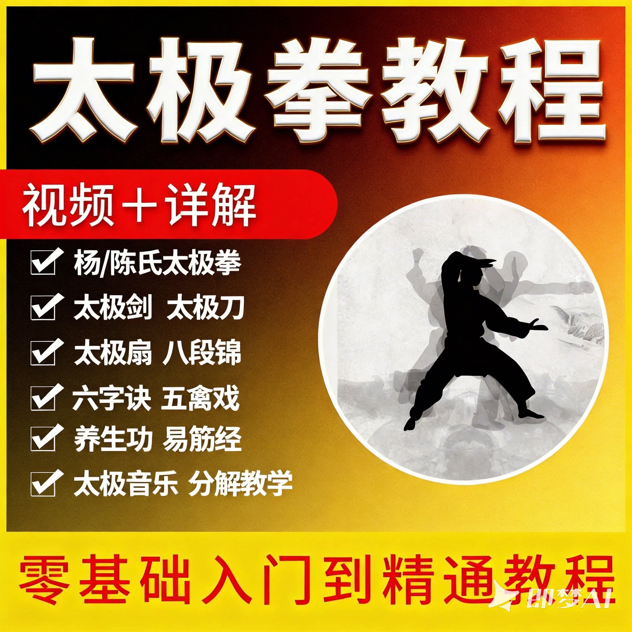 简化零基础太极拳二十四式教学视刻录盘个性化服务