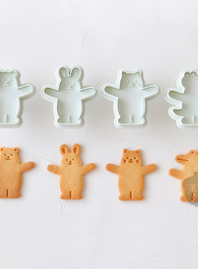 COTTA新款日式卡通创意圣诞节动物抱抱系列 小熊猫咪烘焙饼干模具