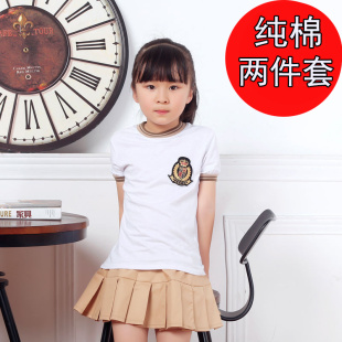 纯棉白色幼儿园夏季 园服套装 小学生班服校服六一儿童节合唱演出服