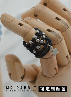 手工编织多色许愿情侣戒指