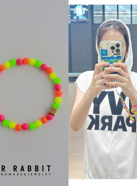 张碧晨正品多巴胺荧光串珠手链