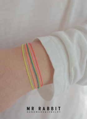 超细新年红绳手链荧光色