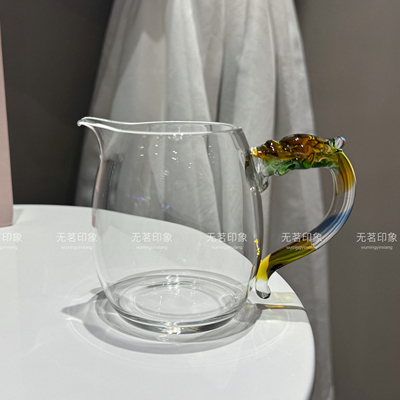 龙柄公杯高硼硅耐热玻璃公道杯分茶器茶海玻璃茶具带把玻璃公杯