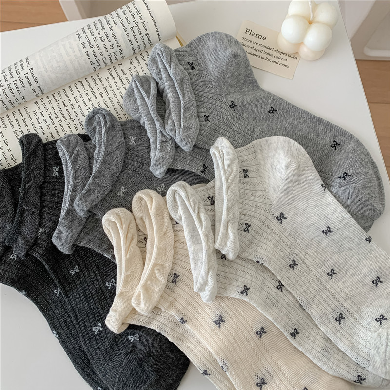 蝴蝶结船袜女夏季薄款ins潮浅口隐形袜纯棉网眼透气日系短袜夏天,女士内衣/男士内衣/家居服,船袜,淘宝优惠券,粉丝福利购,淘宝优惠卷