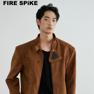 FIRESPIKE火钉 解构拼接可拆卸三角阔型垫肩麂皮夹克 荒漠之舟