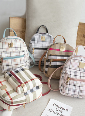 格子背包2021Shoulderbag港风学生书包外贸小背包
