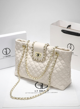 香港IT GDLEDY真皮大容量托特包包2022新款女士单肩链条包包百搭