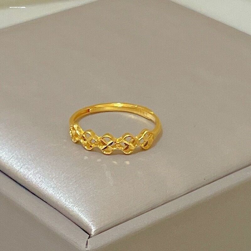 仿黄金戒指女款素圈戒指指环幸运四叶草礼物新