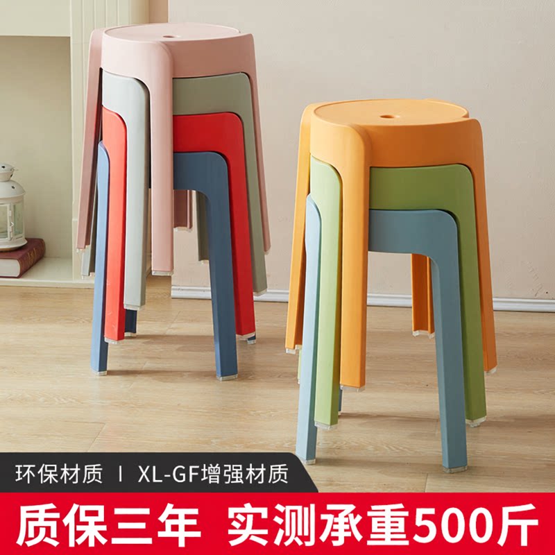 北欧风塑料加厚大人折叠备用圆凳图片