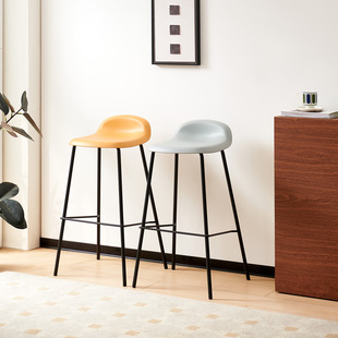 简约酒吧椅吧台椅意式北欧铁艺塑料吧台凳子家用高脚凳中岛台高脚