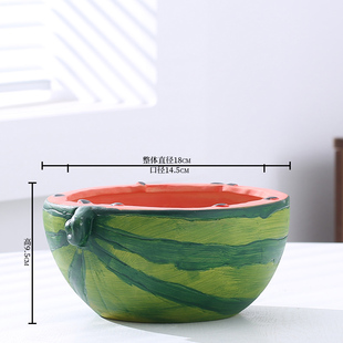 多肉花盆陶瓷大口径大号创意拼盘西瓜粗陶透气群生肉植物特价清仓