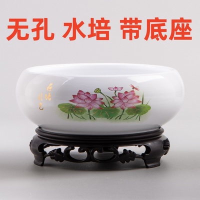 大号铜钱草花盆陶瓷水仙花盆睡莲碗莲绿萝无孔金钱清仓水培专用盆