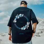 港风潮牌大码 胖子男装 国潮宽松短袖 oversize美式 T恤潮流ins半袖 夏