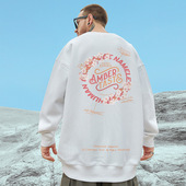 国潮oversize港风圆领加绒卫衣男潮牌ins潮流大码 春秋款 情侣无帽